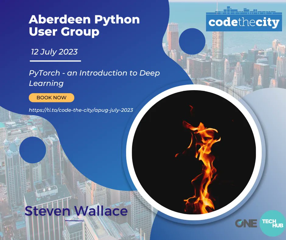 codethecity's tweet image. Weds 12th, Steven Wallace of @aberdeenuni will speak about "PyTorch - An Introduction to Deep Learning" Join us at @ONETechHub , for some pizza and drinks with the local #Python community. Book today! buff.ly/44kZ79I #AI #Deeplearning #datascience #Pytorch #aberdeen