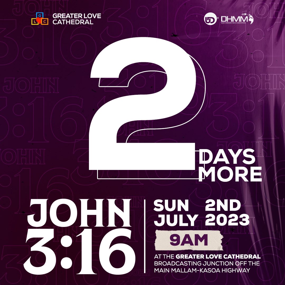 FirstLoveCh's tweet image. Only 2 days left until we come together to share in the love and blessings of God at John 3:16, happening this Sunday at Greater Love Cathedral!
Don’t forget to invite a loved one!

#John3:16 #July2 #GreaterloveChurch