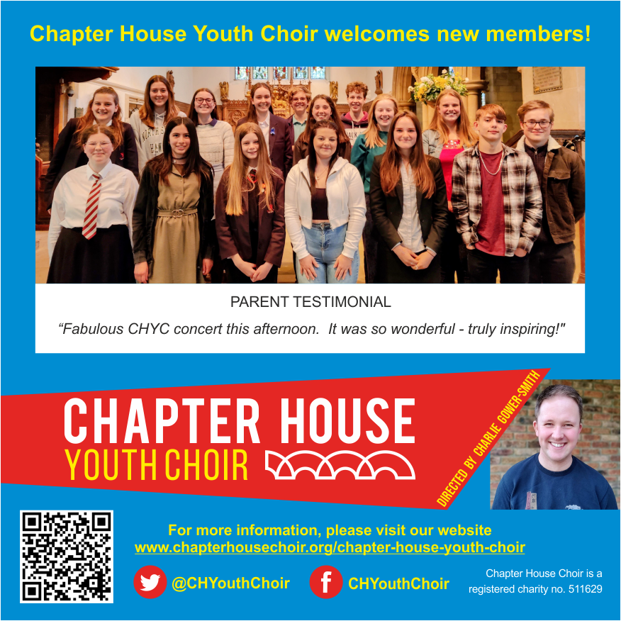 Chapter House Youth Choir is recruiting for new members from September. Drop us an email for auditions, we'd love to hear from you! #york #singing #choir
<a href="/BBCYork/">BBC York</a>
<a href="/yorkpress/">The Press</a>
<a href="/York_Minster/">York Minster</a>
<a href="/YorkTheatre/">York Theatre Royal</a>
<a href="/yorkmusichub/">York Music Hub</a>