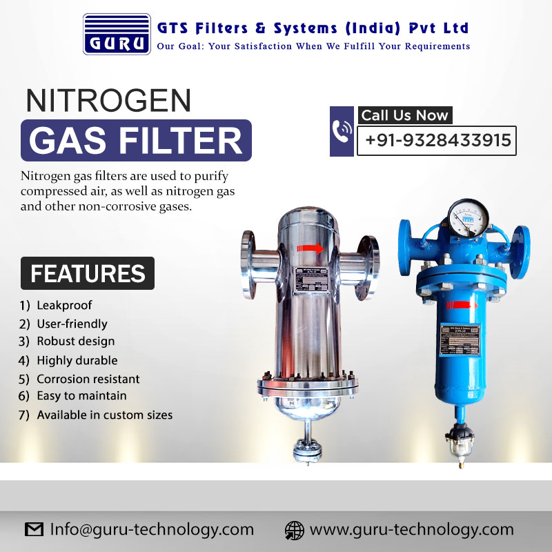 Gurutechnology2's tweet image. #GTSFiltersAndSystems (India) Pvt. Ltd. provides high-quality #NitrogenGasFilter in India. A nitrogen Gas Filter is a cleaning device used to remove impurities that are present in nitrogen gas to achieve high quality and refined nitrogen gas. guru-technology.com/nitrogen-gas-f…