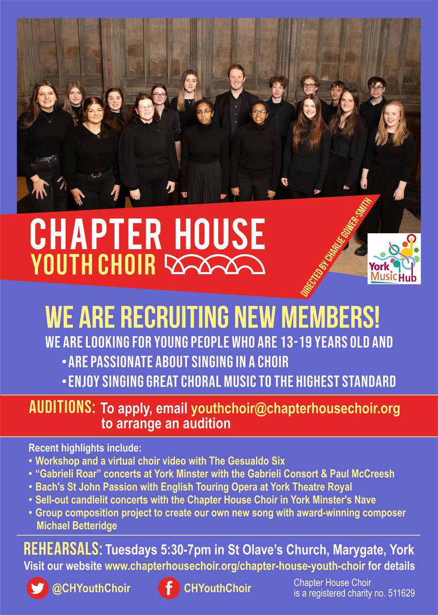 Drop us an email for auditions, we'd love to hear from you! #york #singing #choir <a href="/BBCYork/">BBC York</a> <a href="/yorkpress/">The Press</a> <a href="/York_Minster/">York Minster</a> <a href="/YorkTheatre/">York Theatre Royal</a> <a href="/yorkmusichub/">York Music Hub</a>