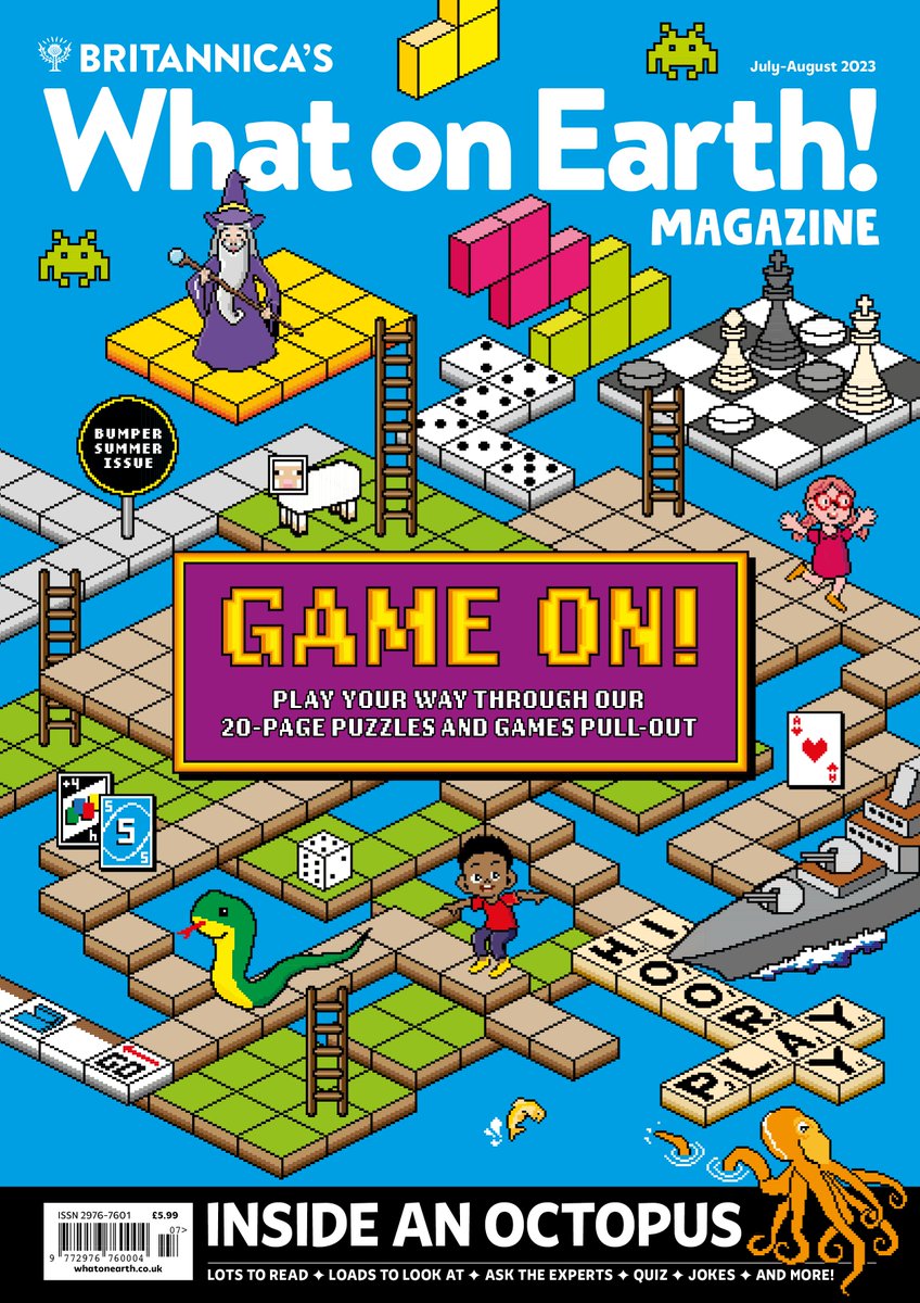 Behold! Our bumper new summer issue… featuring extraordinary octopuses, intelligent robots and a 20-page puzzles and games pull-out… Enjoy! 🐙🤖🎲