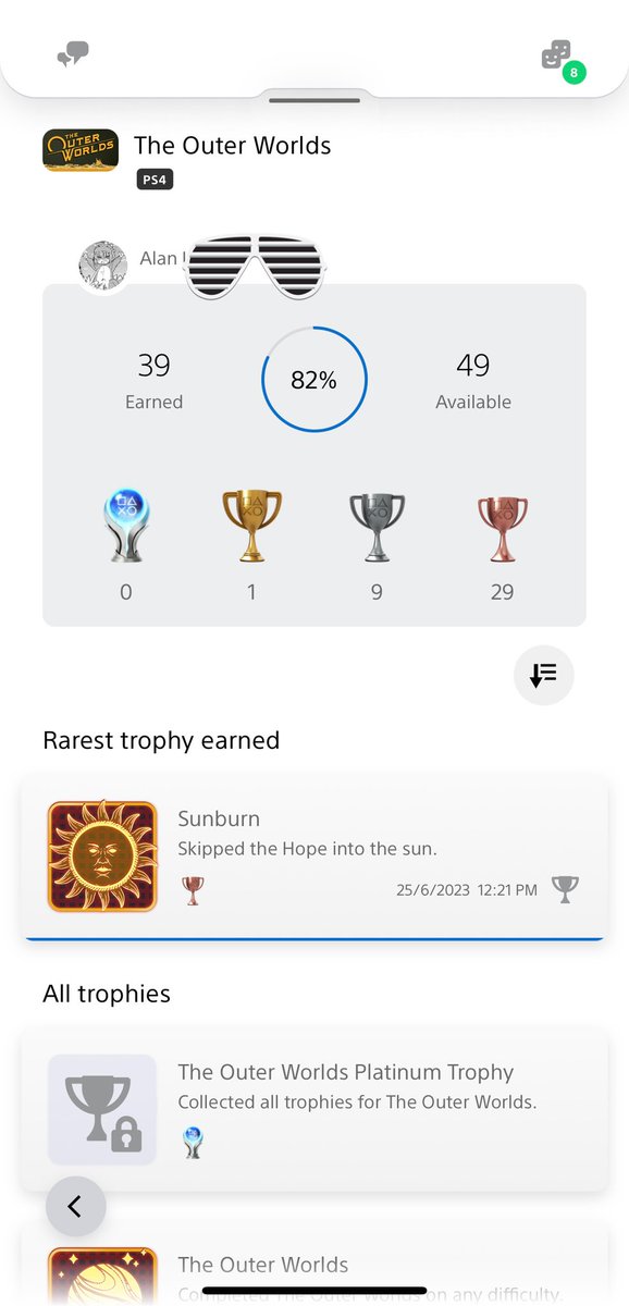 I'm considering to obtain platinum trophy, the only difficult one left here is   'completed the game on supernova difficulty (the most strenuous, it's more like survival mode for Fallout plus the hardest difficulty)'🤔

#TheOuterWorlds