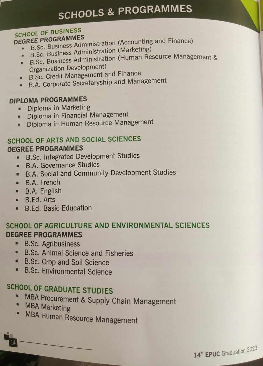 epuniversitygh's tweet photo. #14th Graduation Ceremony of EPUC. 
Our Schools and Programs. https://t.co/thOSmWBYka