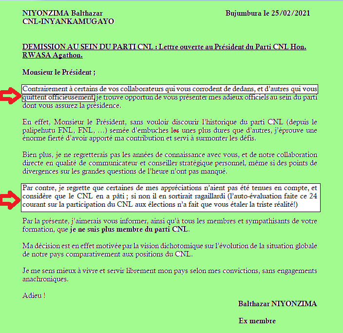 nibartez's tweet photo. #Burundi
Lorsque je présentais ma démission au @CnlBurundi, ce parti qui a pris 1 gde partie de ma jeunesse, je pensais mettre la pol. de coté. Impossible!
Aujourd'8 je me sens appelé à sillonner pr dire au #Bdais que le #Cnl est devenu gagne pain de qlqs ind. sans ambition pol.! https://t.co/iY9P4X5ne8