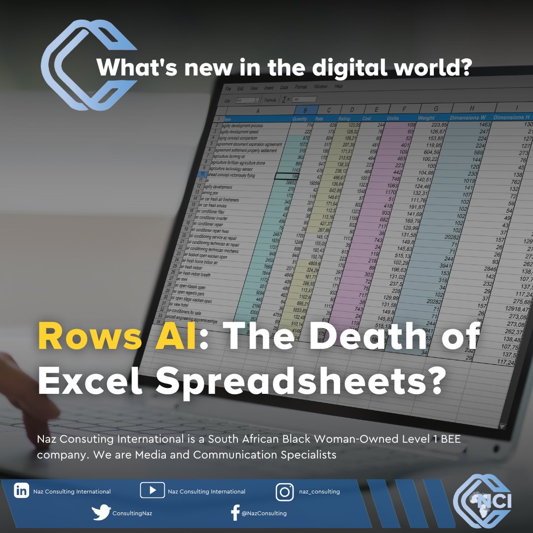 ConsultingNaz's tweet image. Introducing Rows AI, the revolutionary AI tool that might just make the use of Excel obsolete.

Rows AI  leverages the power of AI to assist individuals in data analysis, regardless of their spreadsheet expertise.

What are your views on this new AI tool?

#AI #Excel #rowsai