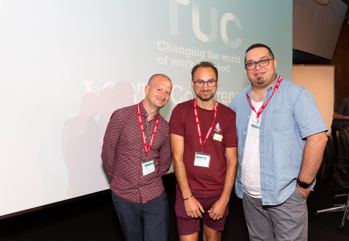 Itsjackster's tweet image. Myself, Chris and James going into Day 2  of @The_TUC LGBT+ conference 2023 #TUCLGBT @AccordUnion