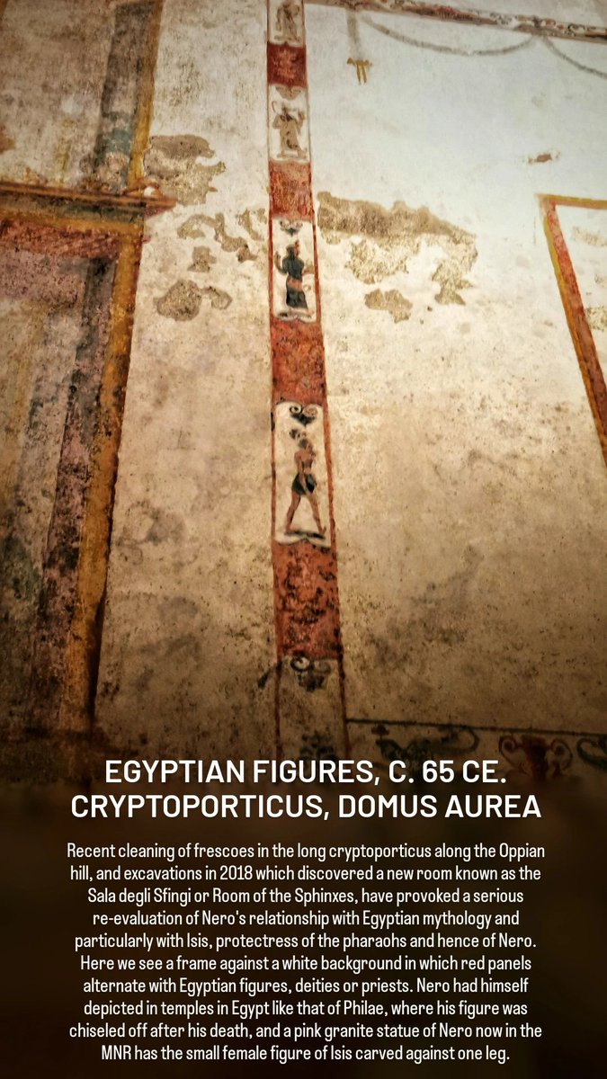 antmoose's tweet photo. Out of the darkness under the #Oppian hill in #Rome emerges a series of #Egyptian figures for #FrescoFriday, newly visible after cleaning, and the motive for a new exhibition in the #DomusAurea that looks at #Nero's relationship with the goddess #Isis. See it if you can! https://t.co/uufL3cvPwI