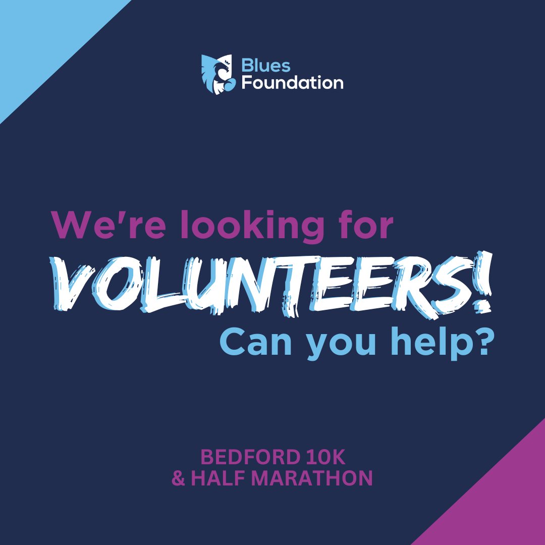 We need you! 🫵

We're looking for volunteers to come and help us on Sunday 23rd July with our charity 10k & Half Marathon.

If you think you're able to help, drop us an email at info@bluesfoundation.org.uk

#bluesfoundation #sportforchange #bluesfamily #bedford10k