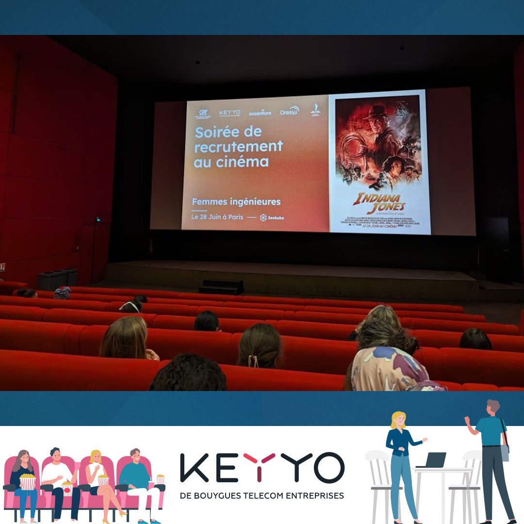 KeyyoCom's tweet image. [𝗘𝘃𝗲𝗻𝘁 𝗿𝗲𝗰𝗿𝘂𝘁𝗲𝗺𝗲𝗻𝘁💼] C’est le retour des soirées cinéma avec @SeeKube !

Au programme, projection du film « Indiana Jones et le Cadran de la Destinée » suivi d’un cocktail de recrutement😃
 
Si tu n’as pas pu te rendre à cet événement ➡Jobs.keyyo.com