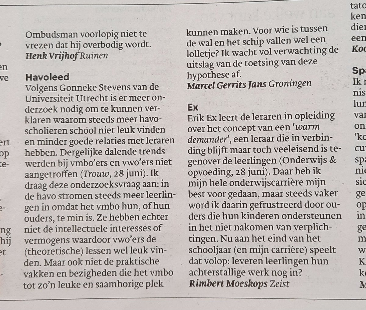 wegmangp's tweet photo. Studiestress havo-lln
Ik ben het zo enorm eens met deze briefschrijvers in Trouw vandaag! https://t.co/NWiVeMCbKX