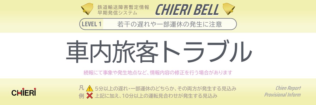 🔔𝘾𝙃𝙄𝙀𝙍𝙄 𝘽𝙀𝙇𝙇🔔
◆ＪＲ神戸線／姫路方面　尼崎駅にて『車内旅客トラブル』との情報をキャッ
《23.06.30 18:47》