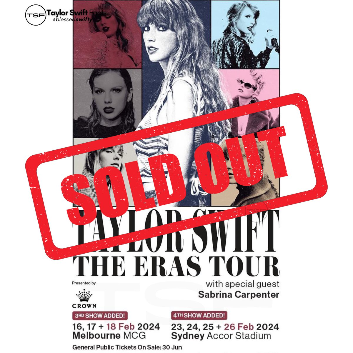 blessedswifty's tweet photo. 🚨 | ALL 7 days of @TaylorSwift13’s #TSTheErasTour in both Melbourne and Sydney are completely SOLD OUT. https://t.co/jCzju8TMqb