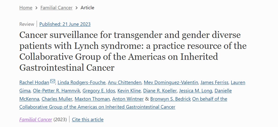 CGA-IGC (@cgaigc) on Twitter photo 1/As #PrideMonth draws to a close, we're thrilled at the publication of this resource, “#Cancer surveillance for ⚧️& gender diverse patients w/ #LynchSyndrome: a practice resource of the #CGAIGC,” which <a href="/cmmuller7/">Charlie Muller</a> breaks down in this Tweetorial
🧵
#HereditaryGICancer #GITwitter 1/As #PrideMonth draws to a close, we're thrilled at the publication of this resource, “#Cancer surveillance for ⚧️& gender diverse patients w/ #LynchSyndrome: a practice resource of the #CGAIGC,” which <a href="/cmmuller7/">Charlie Muller</a> breaks down in this Tweetorial
🧵
#HereditaryGICancer #GITwitter