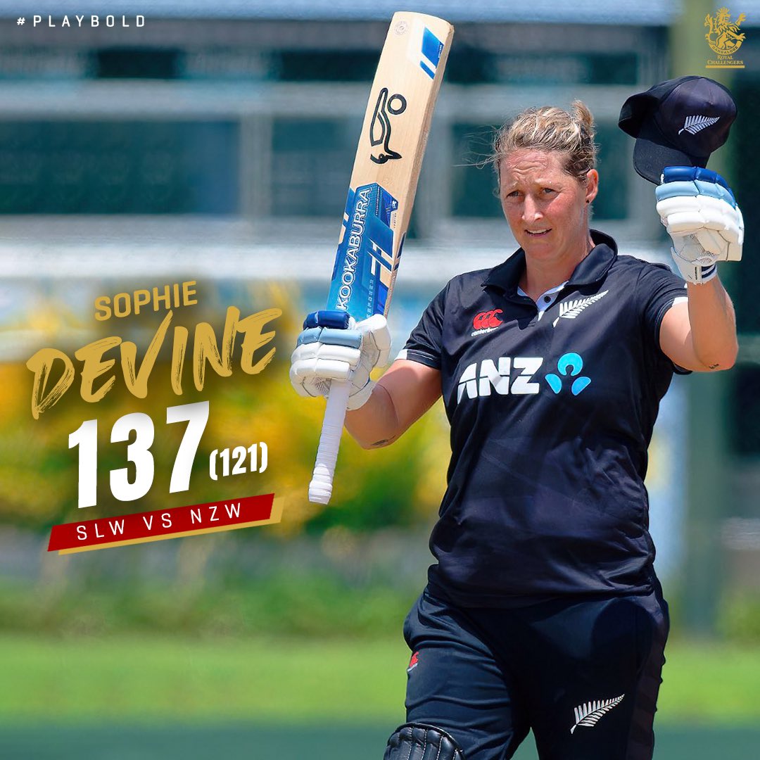 RCBTweets's tweet photo. Sophie Storm 🆚 🇱🇰 🚀

@sophdevine77 brought up her 7️⃣th ODI hundred in a knock that included 1⃣7⃣ fours and 2⃣ sixes! 🥵

📸: NZC

#PlayBold #SLvNZ https://t.co/AqLJbT7Jod