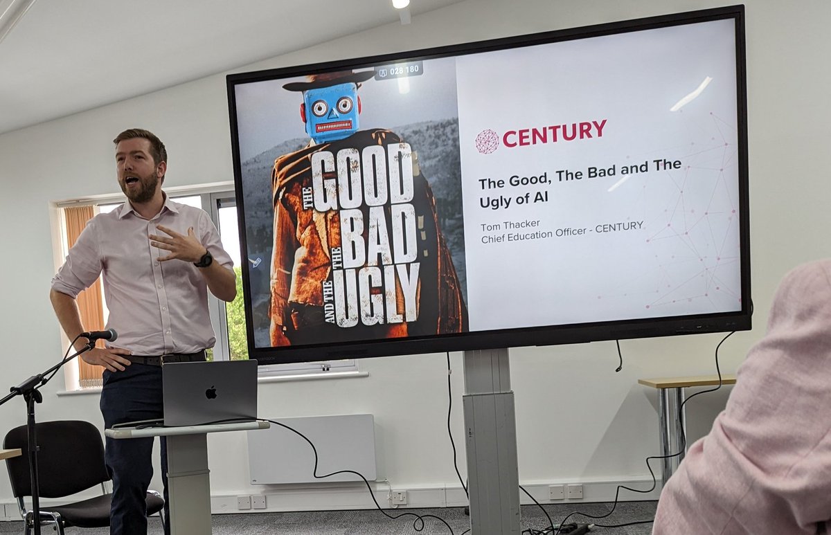 Next up @ThisIsCentury with Tom taking us through The Good, The Bad and the Ugly of AI 🙌👏👌🫶 @PEL_ICT #AIinEducation