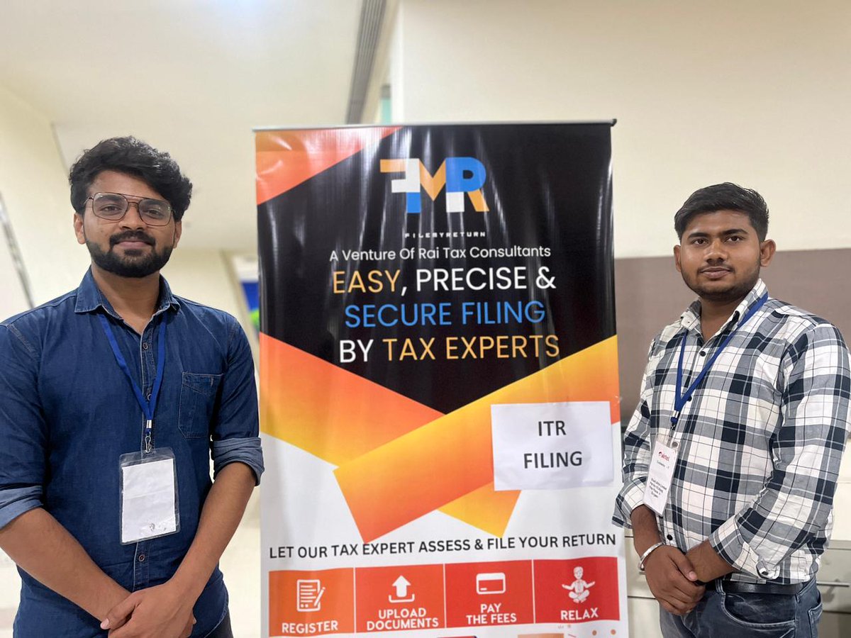 Filemyreturn2's tweet image. Embarking on our ITR Filing Journey for FY2022-23!
Our set-up in @airtelindia Gurgaon office for ITR-Filing.
If you haven&apos;t filed your ITR yet then visit filemyreturn.co.in and register yourself as the clock is ticking!
#filemyreturn #airtel #airtelindia #itr #ITRFiling #TAX