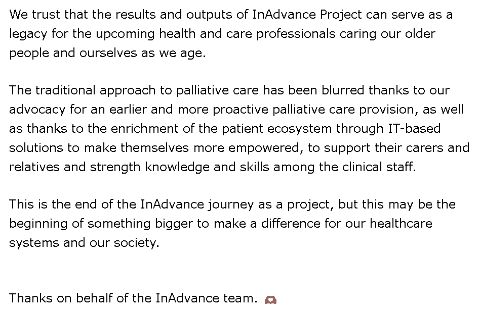 ChoniDM's tweet photo. I cannot believe the #INADVANCEproject journey ends today. It has been an amazing, challenging and rewarding experience.
We say goodbye with these last words that you can read in our newsletter. 
Thanks for everything #farewell 🤍
#horizon2020 #EuropeanCommission https://t.co/dpcBUuSG6o