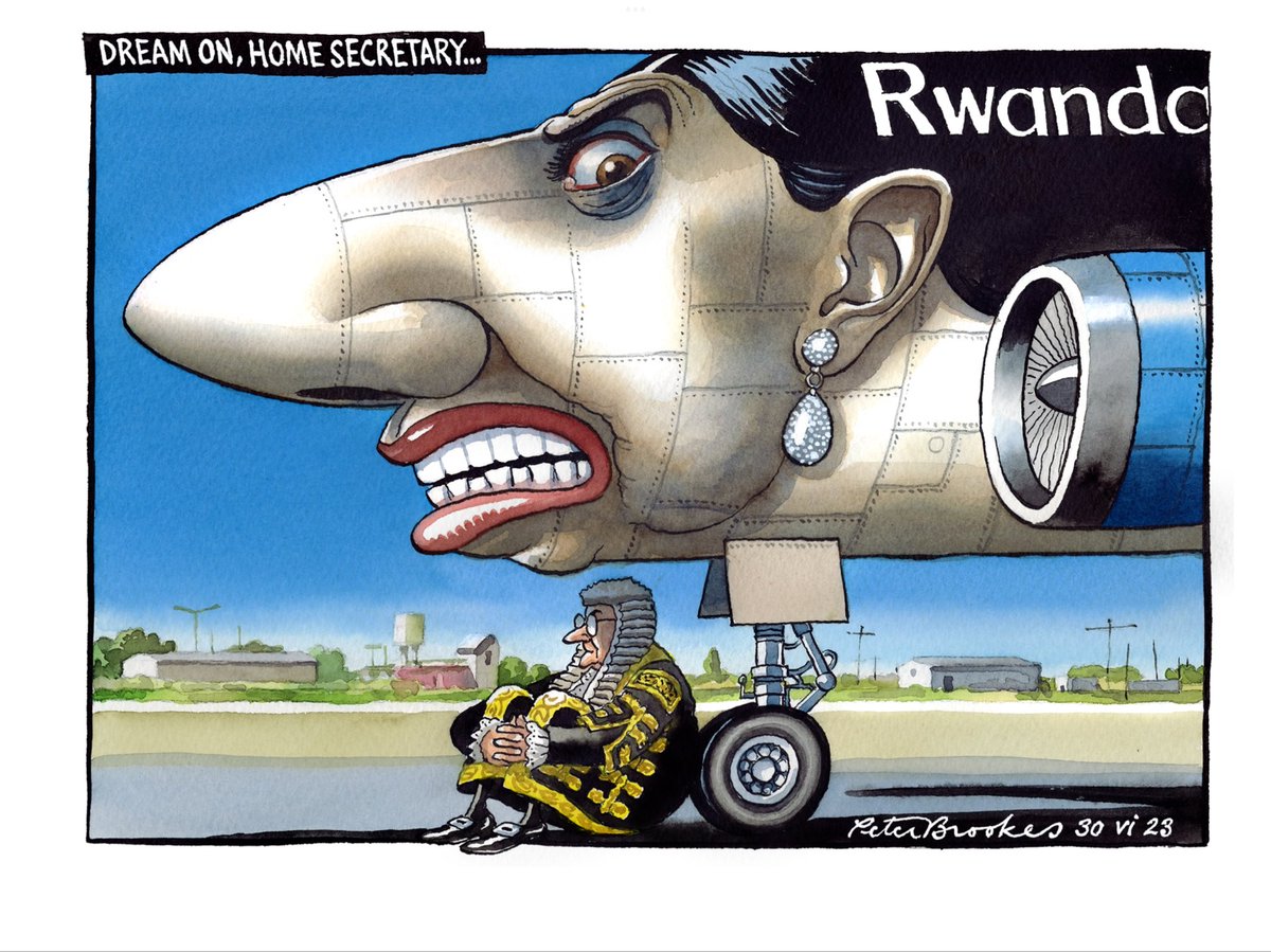 My cartoon Friday @TheTimes . The #CourtofAppeal rules govt #Rwandaplan unlawful. #migrants #smallboatspolicy