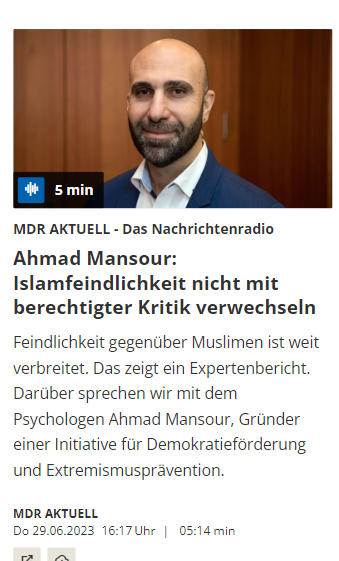 400S Bericht, 16 (!) neue Studien, viele der renommiertesten Rassismus- u Islamforscher, die akribischste Analyse von #Muslimfeindlichkeit in D ever...
Und wen befragt der #MDR? Besser kann man Wissenschatsfeindlichkeit und völlige Verachtung des Problems nicht zur Schau stellen.