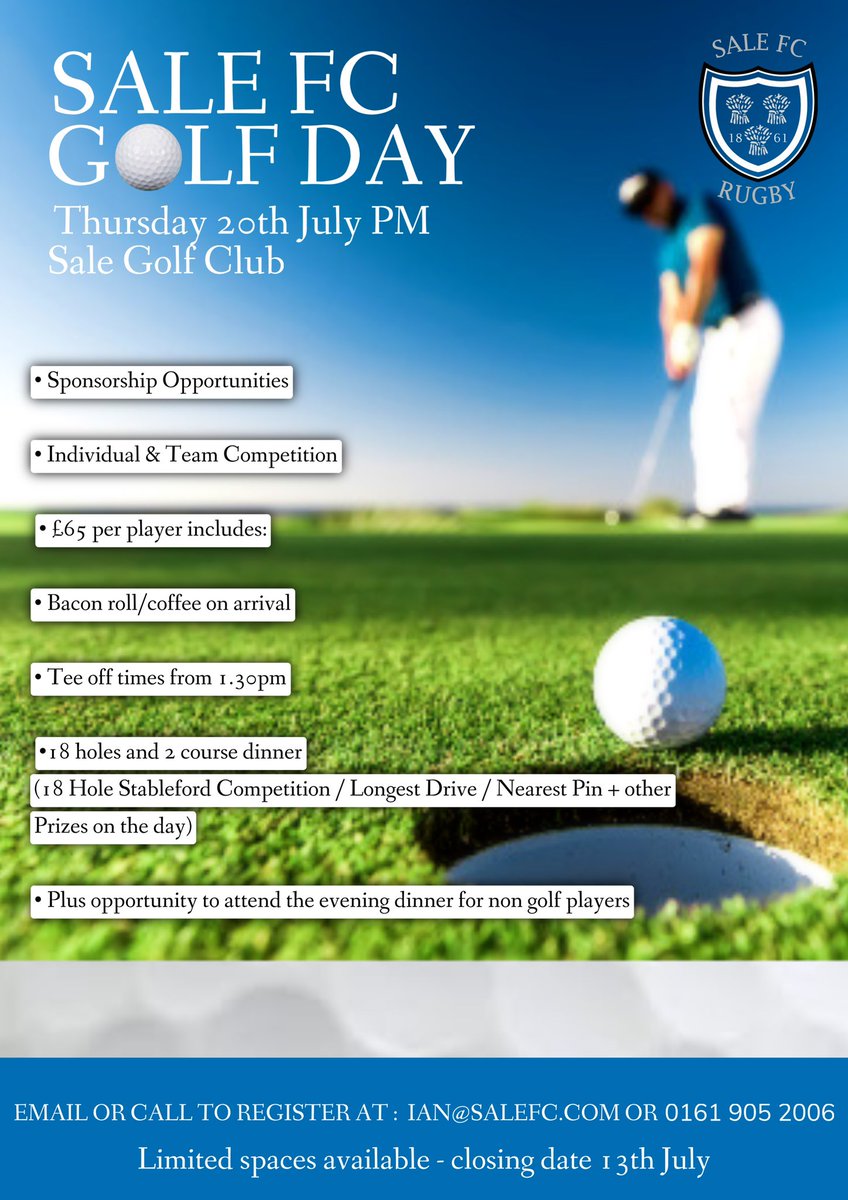 Spaces still available for this years golf day 

Contact Ian (details below) to be apart of it