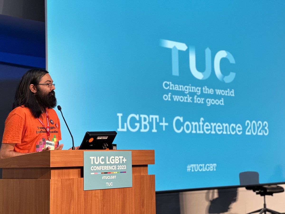 NEUnion's tweet photo. "In Sanskrit, ‘Napumsaka’ is a non-binary identity that pre-dates the English language. Cultures around the World have included non-binary people and it’s colonialism that saw these identities eradicated."

Hiten Shah at #TUCLGBT https://t.co/NdS7Y9aGnU