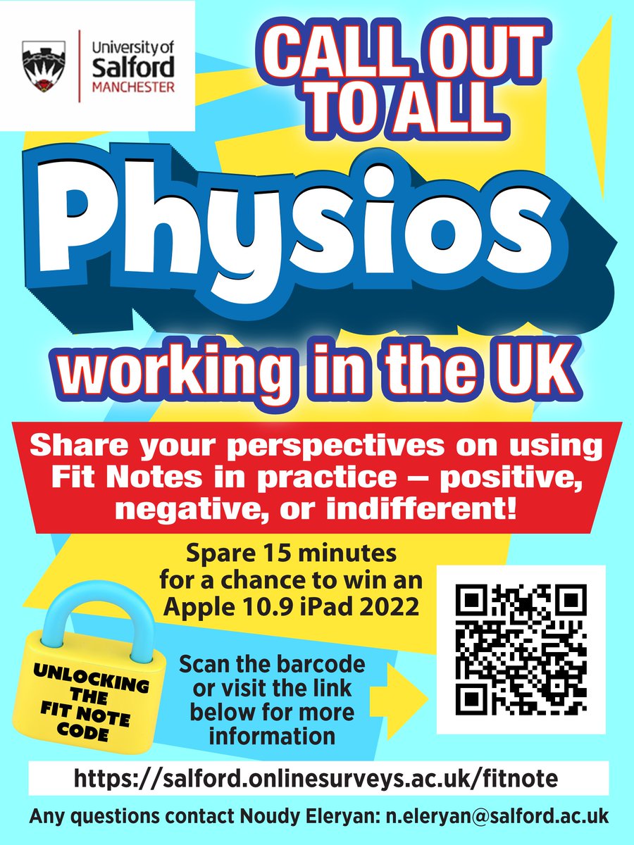 Dr Tamara Brown, PhD (@tamara28brown) on Twitter photo <a href="/UoS_Physio/">University of Salford Physiotherapy</a> graduates - please help share this widely πππ
Physios, share your views on the fitnote and stand a chance to win an iPad β¬οΈβ¬οΈβ¬οΈ
Click here for further info:
salford.onlinesurveys.ac.uk/fitnote
<a href="/alexbrown_99x/">AlexBrown</a> <a href="/Em_Hargreaves_/">Em Hargreaves</a> <a href="/NeilBeaver64/">Neil Beaver</a> <a href="/SamanthaH198/">Samantha Hewitt</a> <a href="/BayFay1/">Bayla Olsberg</a> <a href="/MFPhysio/">Michael Francis</a> <a href="/UoS_Physio/">University of Salford Physiotherapy</a> graduates - please help share this widely πππ
Physios, share your views on the fitnote and stand a chance to win an iPad β¬οΈβ¬οΈβ¬οΈ
Click here for further info:
salford.onlinesurveys.ac.uk/fitnote
<a href="/alexbrown_99x/">AlexBrown</a> <a href="/Em_Hargreaves_/">Em Hargreaves</a> <a href="/NeilBeaver64/">Neil Beaver</a> <a href="/SamanthaH198/">Samantha Hewitt</a> <a href="/BayFay1/">Bayla Olsberg</a> <a href="/MFPhysio/">Michael Francis</a>