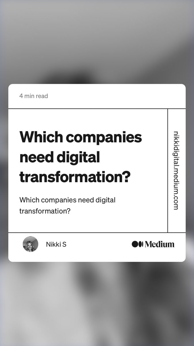 📲👩🏾‍💻 DIGITAL TRANSFORMATION 4 the NATION. Just a few thoughts on “Which companies need digital transformation?” written by moi! 
link.medium.com/IBMHZnk82Ab #digitaltransformation #integratedcare #patientdata #digitalhealthcare #changemanagement