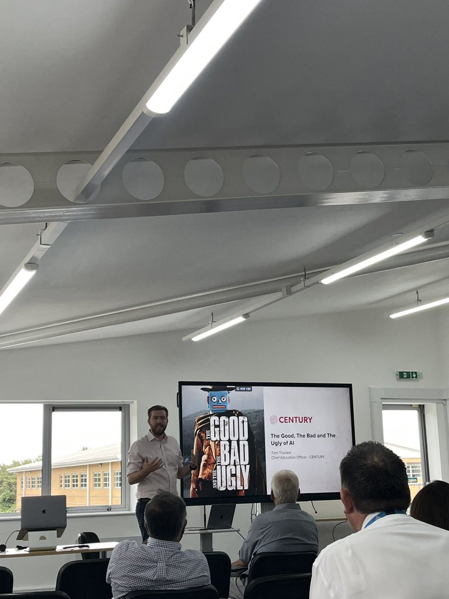 PEL_ICT's tweet photo. We have the chief education officer @MrThackerMaths presenting up next covering @ThisIsCenturyโs use of AI ๐
#PartnershipEd #PELAIEvent #AI #ArtificialIntelligence #edtech #edchat #education #CENTURY https://t.co/nY0PLrrS1i