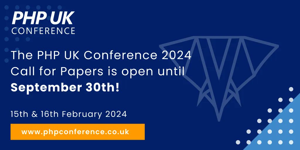 PHPUKConference's tweet image. The PHP UK 2024 call for papers closes in exactly three months!
If you're interested in submitting a talk, please head to: buff.ly/3ALJX0t
#phpukconference #phpuk #php