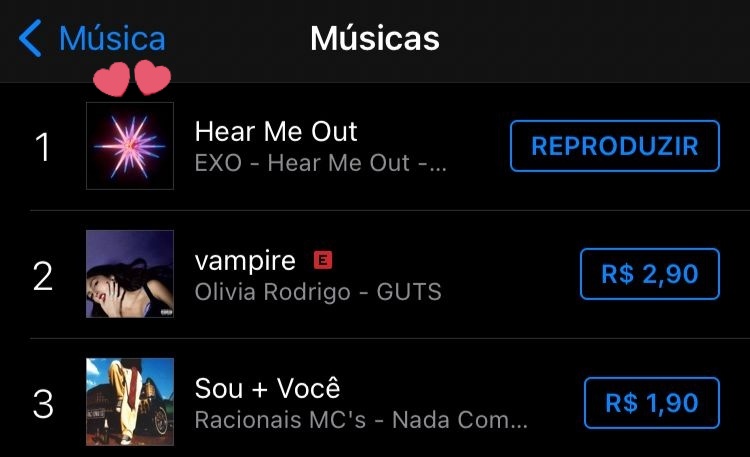 AI MEU DEUS, NÓS JÁ CONSEGUIMOS 😭😭😭❤❤❤❤❤❤❤❤❤

#HearMeOut JÁ PEGOU O #1 NO ITUNES  BR 🇧🇷 🥳🥳🥳🥳🥳🥳🥳🥳

ONLY HERE FOR EXO
EXO 2ND PRE-RELEASE
#HearMeOutbyEXO 
#EXO_HearMeOut
#힐미아웃_헐미쳤다
#엑소_HearMeOut_들어봐
<a href="/weareoneEXO/">EXO</a>