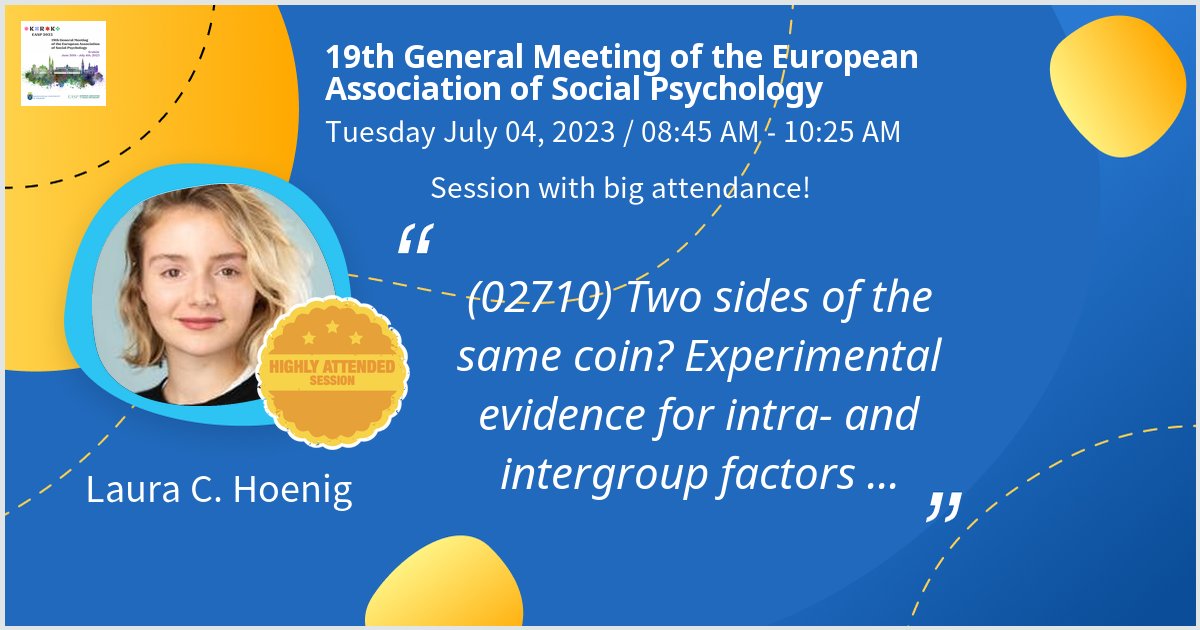 If you're interested in intergroup conflict and the roles of inequality and partner choice, don't miss out and join Ori Weisel, @Andrea_Farina_P  and me on Tuesday morning in room 5 🐦⏰ #easp2023krk