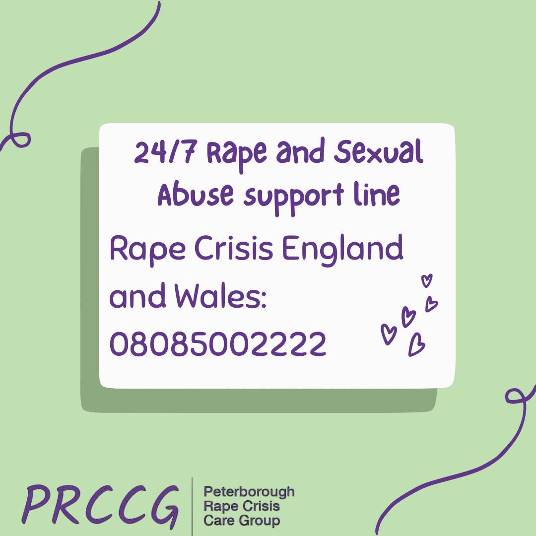 Over this weekend, although we are closed, please remember that there is support out there for you to access if you have been affected by sexual violence. @RapeCrisisEandW offer a 24/7 #supportline.
Their contact number is 08085002222
#support #sexualabuse #rapecrisis