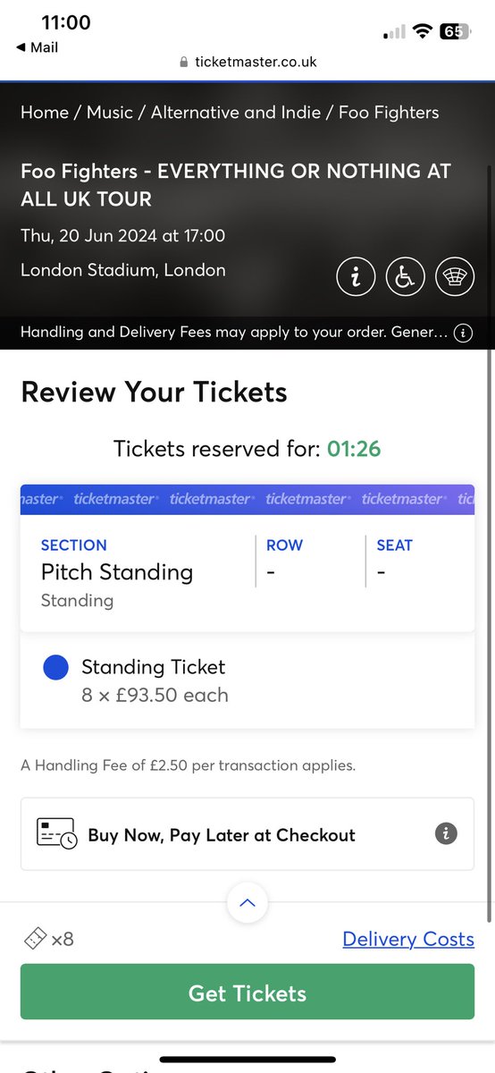 Raymbb's tweet image. Keep checking for tickets for Foo fighters, this was 2 minutes ago… #foofighters #ticketmaster