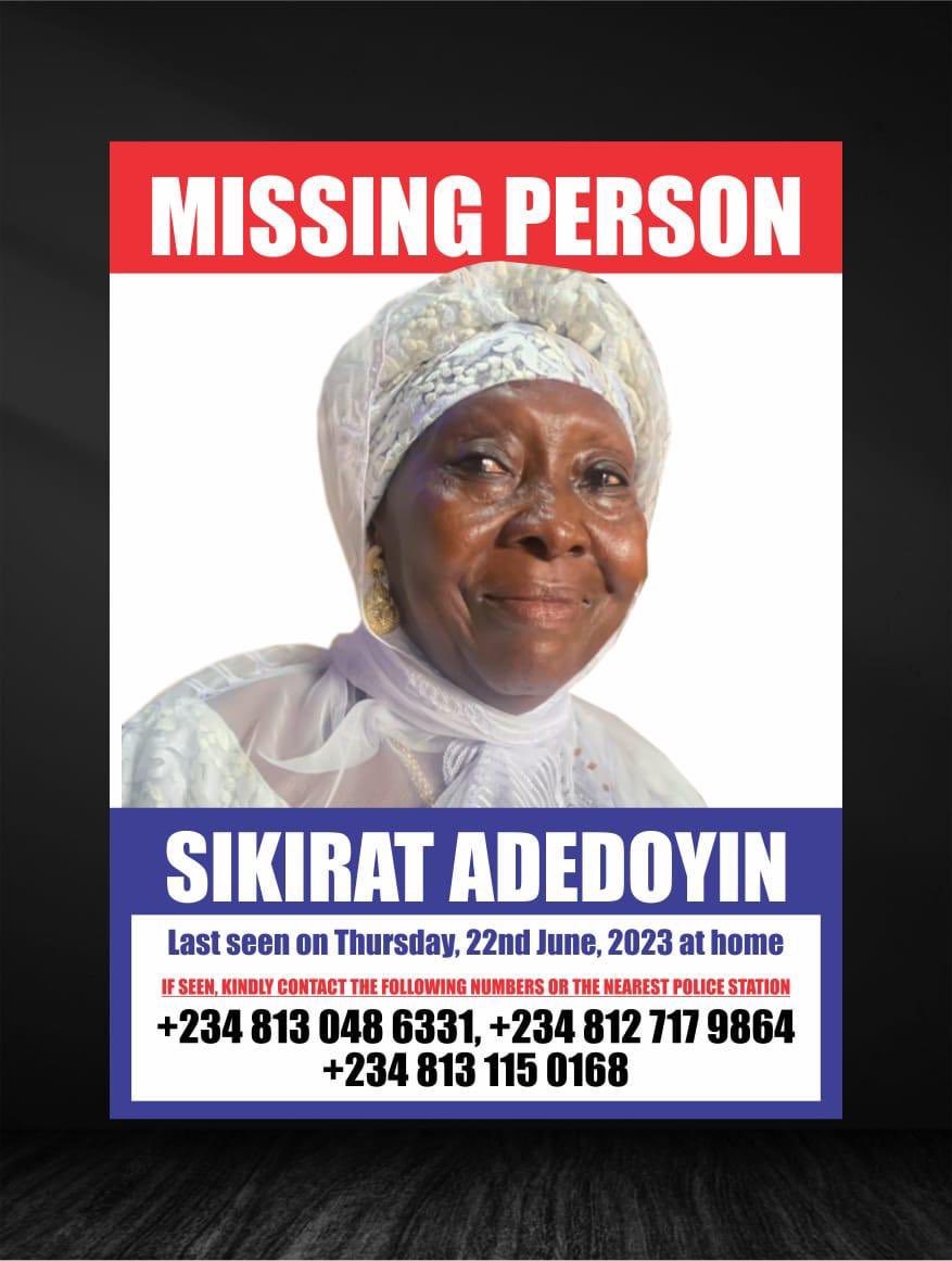 My mum is missing😭😭, she said she was going to the mosque around 7pm just few blocks away from the house and that was the last time I saw her, last seen on Thursday, 22nd of June 2023 please if seen kindly call any of the numbers below🙏🏽🙏🏽🙏🏽
