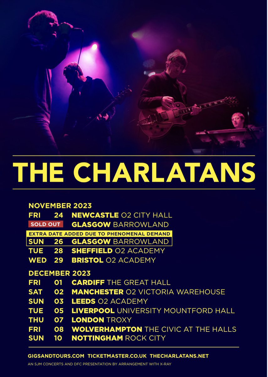 A reminder…TICKETS ON SALE NOW! 
@thecharlatans U.K. tour dates

thecharlatans.net/gigs @O2CityHall @TheBarrowlands @O2AcademySheff @O2Academybris @CDFBoxOffice  @O2VicWarehouse  @O2AcademyLeeds @LiverpoolGuild @TroxyLondon @TheHallsWolves & @Rock_City_Notts