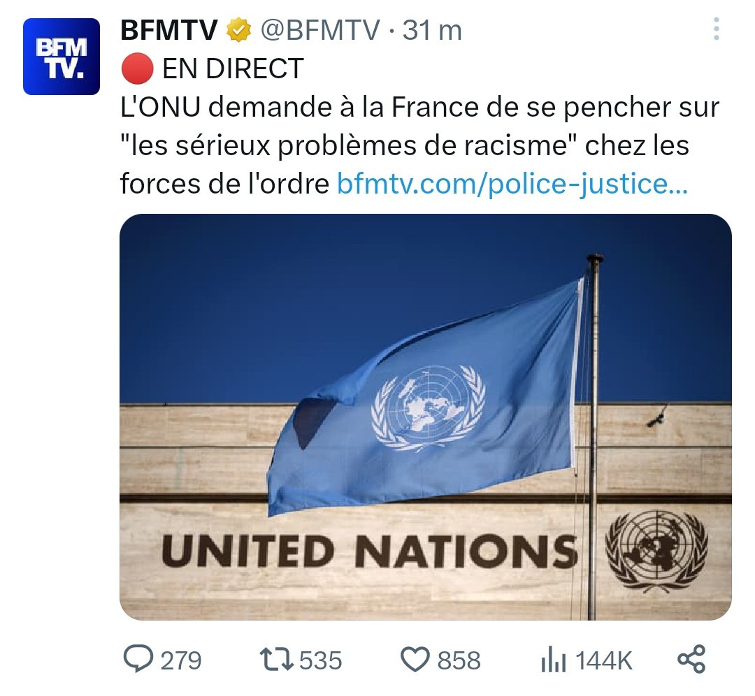 Il faut envoyer d'urgence les agents de l'ONU vivre la réalité du terrain plutôt que de faire le jeu des casseurs !
#Nanterre