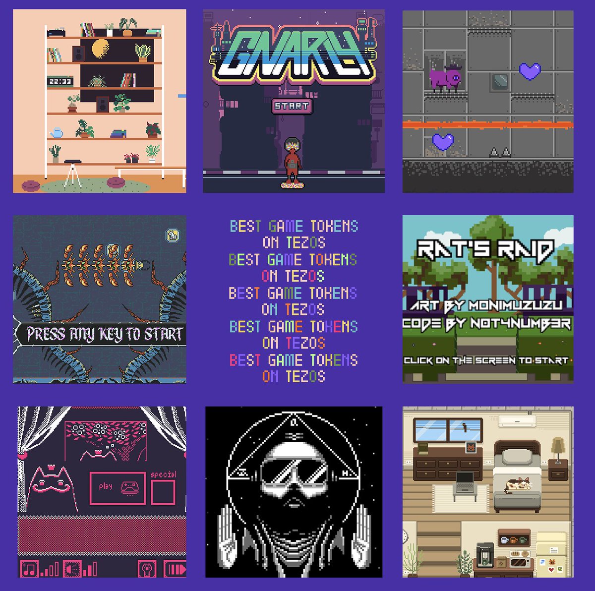 The best gaming NFTs on Tezos.
1 <a href="/PWITHTHEONE/">P1</a> <a href="/n0t4numb3r/">n0t4numb3r 🚀 WISHLIST NOW!</a> 
2 <a href="/nanslate/">Nanslate 🚬</a> <a href="/n0t4numb3r/">n0t4numb3r 🚀 WISHLIST NOW!</a> 
3 <a href="/elly_loe/">Elly_Loe</a> 
4 <a href="/niftymonkee/">iftymonkin</a> <a href="/n0t4numb3r/">n0t4numb3r 🚀 WISHLIST NOW!</a> 
5 <a href="/monimuzuzu/">monimuzuzu</a> <a href="/n0t4numb3r/">n0t4numb3r 🚀 WISHLIST NOW!</a> 
6 <a href="/Shiruht1/">Shiruht</a> 
7 <a href="/AndrewGeniush/">WRONGPOLES</a> <a href="/AAlternator/">Alex Karengin (art_alternator)</a> 
8 <a href="/manytle/">😺 Manytle ꜩ 🐈💜15</a> <a href="/n0t4numb3r/">n0t4numb3r 🚀 WISHLIST NOW!</a> 
Links to games in the thread ➤
#nftgames #tezos #pixelart