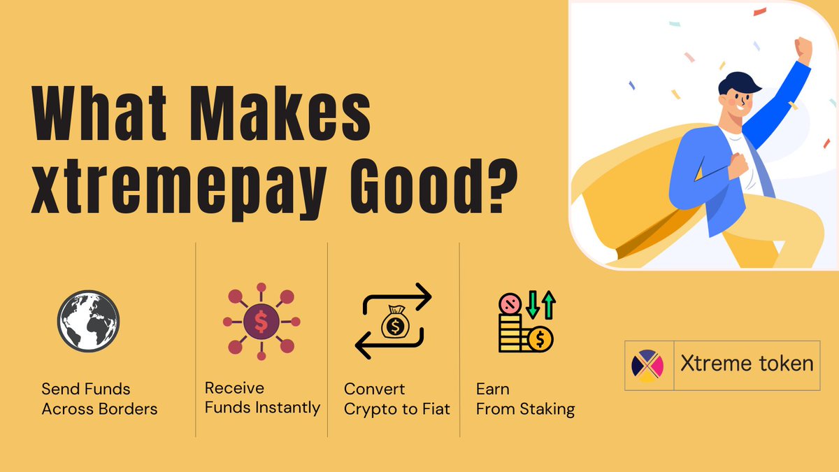 xtreme_token's tweet photo. With #XtremePay, you have the possibility to earn money in addition to carrying out all transaction operations
📣What makes XtremePay good?
✅ Send Fund Across Border
✅ Receive Fund Instantly
✅ Convert Crypto to Fiat easily
✅ Earn from Staking
#LTC #kucoin #Fedility #cryptopay #bitcoincash #Ethererum
