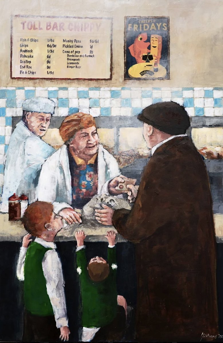 GrimArtGroup's tweet photo. Another one from Glen Williams in honour of #ChippyTeaFriday 😋 

Friday Night Fish Supper (Acrylic on Canvas) #FishAndChipArt https://t.co/IG1ZfVqrql
