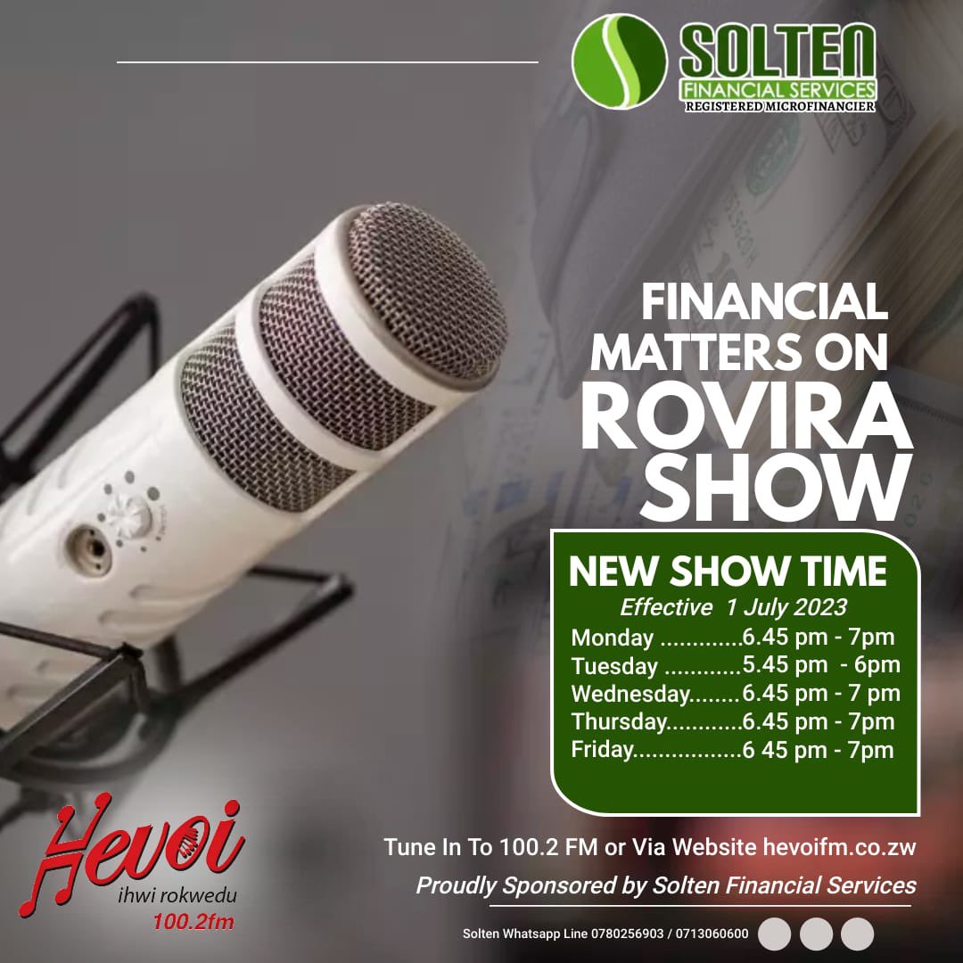 HevoiFm's tweet image. The Financial Matters program will be running on Rovira Show
hevoifm.co.zw 

#financialmatters 
#hevoifm