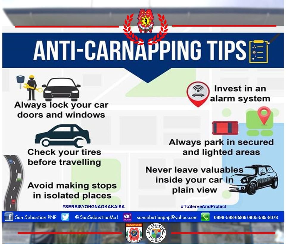 SanSebastianMu1's tweet photo. Crime Prevention Tips (Anti-Carnapping)
#SerbisyongNagkakaisa
#ToServeandProtect https://t.co/kDx4Kx9ysh