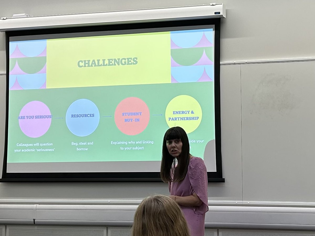 Some of the challenges of bringing in creativity include colleagues will question your academic 'seriousness', building up your resources (creativity cupboard), need to ensure students buy-in to this and that you participate in it too, takes a lot of energy #learningatcity23