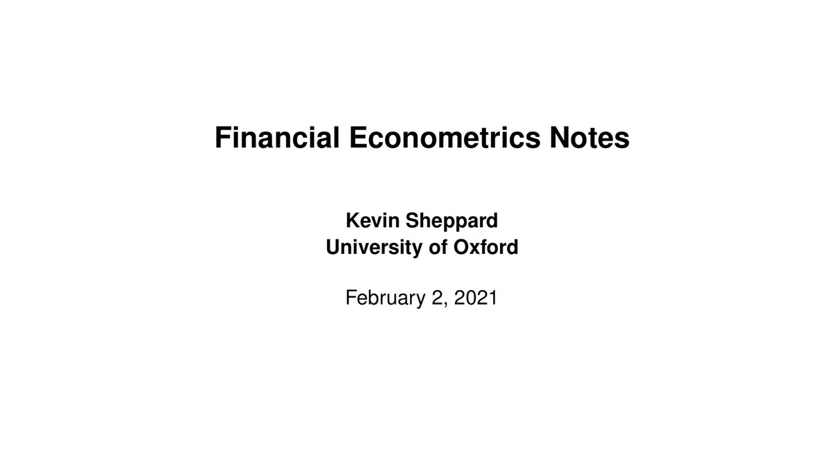 Looking for good econometrics course focusing on financial applications? Kevin Sheppard “Financial Econometrics Notes” (600 pages!) from University of Oxford course look great.

kevinsheppard.com/files/teaching…

#econometrics #machinelearning #finance #university