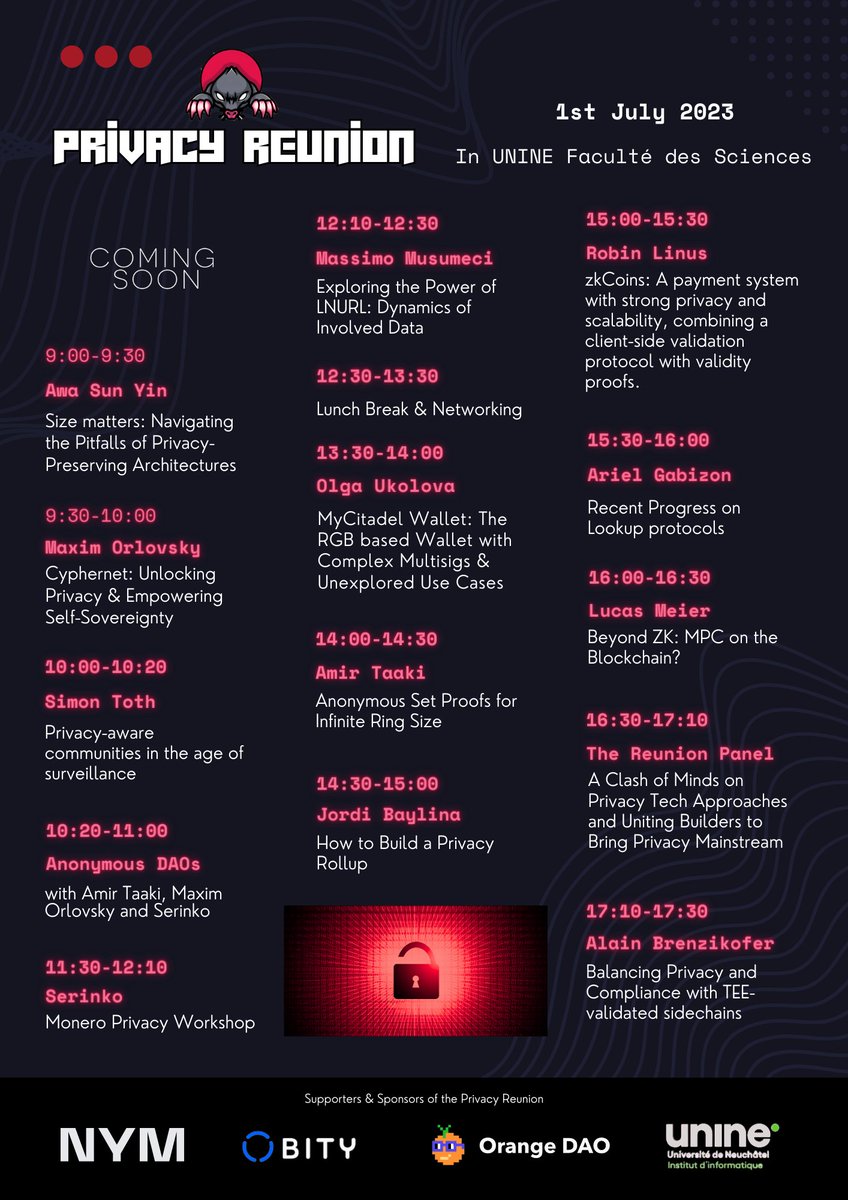 privacyguardia's tweet photo. -1 day till the big day

They unite to delegitimize privacy and make you dependant.

We reunite to preserve anonymity and reclaim our sovereignty.

Looking forward to hosting you all tomorrow! 🥷

#PrivacyReunion https://t.co/ZMb6hob0sK