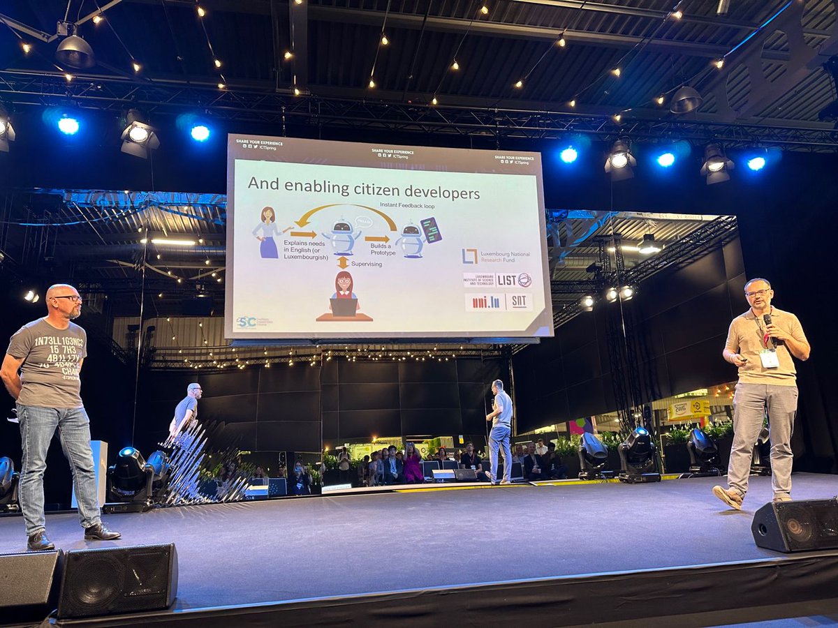 LIST_Luxembourg's tweet photo. #ICTSpring 💻Exploring the synergy of #Supercomputers and #AI
Ralf Hustadt @Luxinnovation ➕ @GaiaXLuxembourg & @JordiCabot are unveiling the immense potential of AI and Supercomputers to revolutionise the boundaries of what we thought possible
Pic credits @Luxinnovation https://t.co/t0pGEANzSh