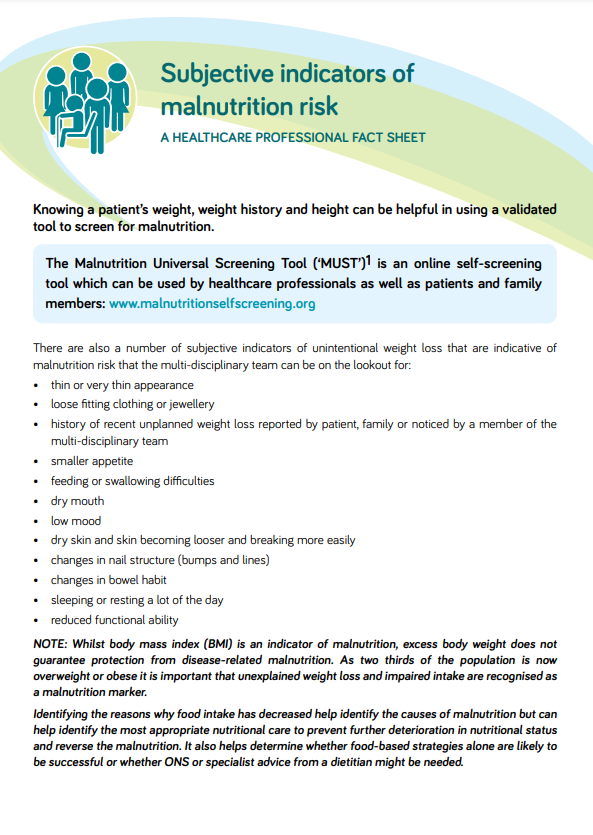 MNpathway's tweet photo. Knowing a patient’s weight, weight history &amp; height can be helpful in using a validated tool to screen for malnutrition, however there are also a number of subjective indicators of malnutrition risk, check out our new factsheet gives further advice - https://t.co/901IqAF1Qw https://t.co/sEXRVHkuZG