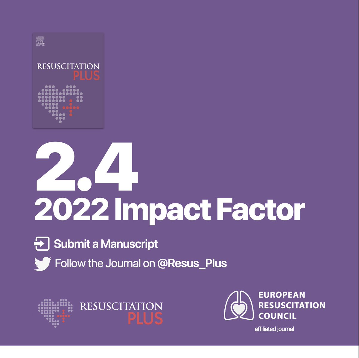 We are very pleased to announce that the 2022 Journal Impact Factors have been announced, and Resuscitation Plus has received its very first Impact Factor of 2.4.

#ResusTwitter