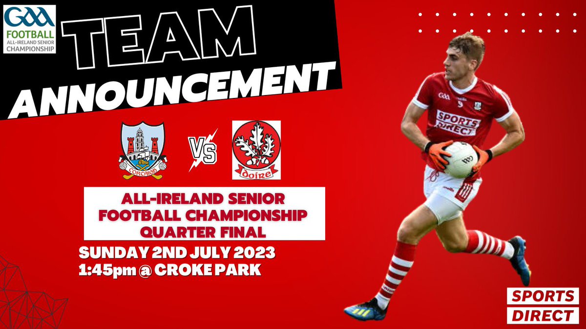 The Cork Senior Football team to play Derry in the All-Ireland Senior Football Championship Quarter Final has been announced gaacork.ie/2023/06/30/the… #SportsDirectIreland #BorntoPlay