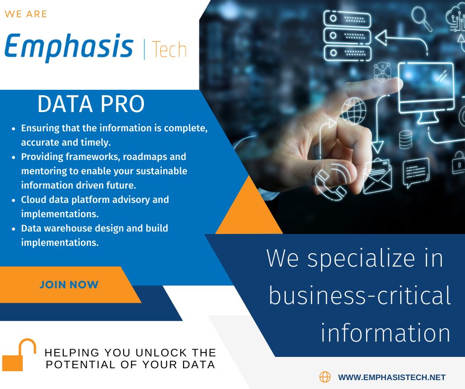 emphasis_tech's tweet image. #emphasistech #datapro #businesscriticalinformation #itsallabaoutthedata #datawarehouse #accurateandtimely